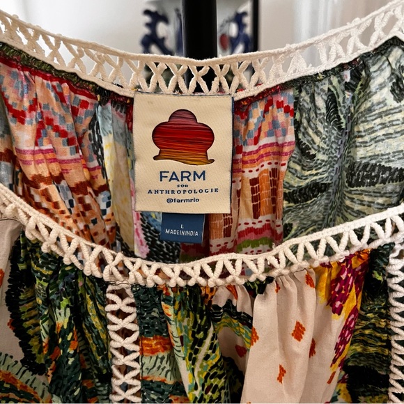 Farm Rio Lace Inset Peasant Blouse Size L - Picture 5 of 9